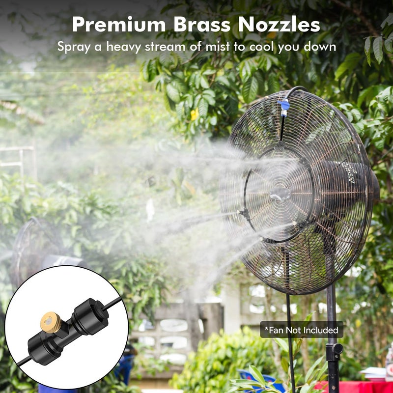 Dr. Prepare Outdoor Misting Fan Kit, 16.4ft Mist Hose Mister Fan, Water Misters for Cooling for Patio backyard, Portable Misting System, Independent Valve for Control - Image 5